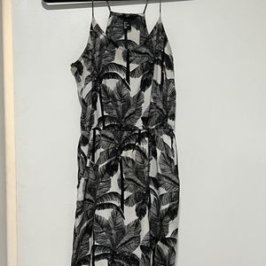 Black and White Palm Tree Midi Dress